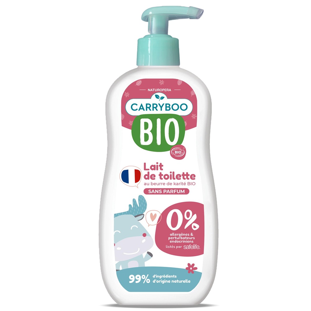 Lapte de corp Bio pentru bebelusi, fara parfum cu unt de shea, 500 ml, Carryboo