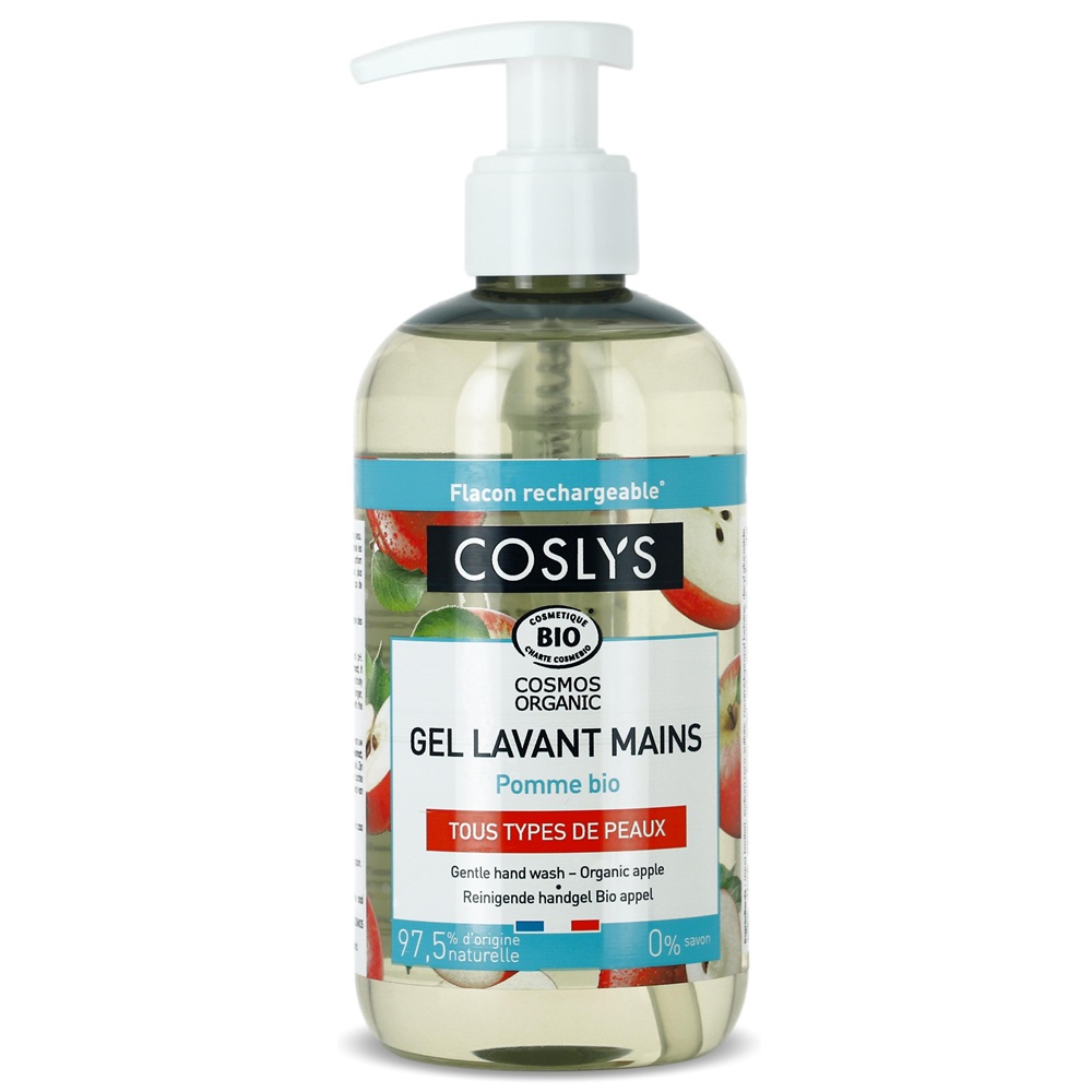 Gel Bio de curatare pentru maini fara sapun cu extract de mere Cosmos Organic, 300 ml, Coslys