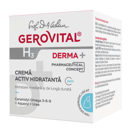 Crema activ hidratanta H3 Derma+, 50 ml, Gerovital 735190