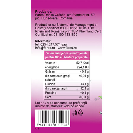 Sirop cu fructe de padure, 700 ml, Fares 702755
