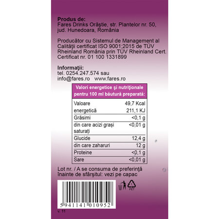 Sirop cu visine, 700 ml, Fares 702851