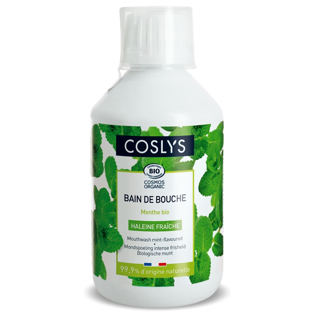 Apa de gura Bio cu menta pentru respiratie proaspata Cosmos Organic, 250 ml, Coslys