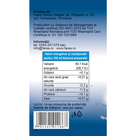 Sirop cu afine si coacaze, 700 ml, Fares 702880