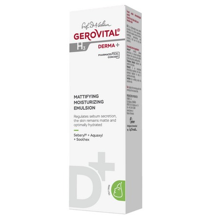 Emulsie hidratanta matifianta ten gras H3 Derma+, 50 ml, Gerovital 735204