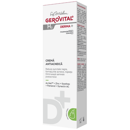 Crema antiacneica H3 Derma+, 50 ml, Gerovital 735207