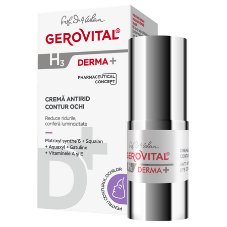 Crema antirid contur ochi H3 Derma+, 15 ml, Gerovital 735232