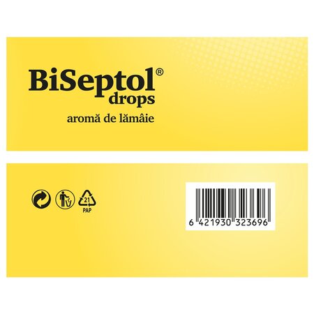 Dropsuri cu aroma de lamaie Biseptol, 20 bucati, Dacia Plant 703058
