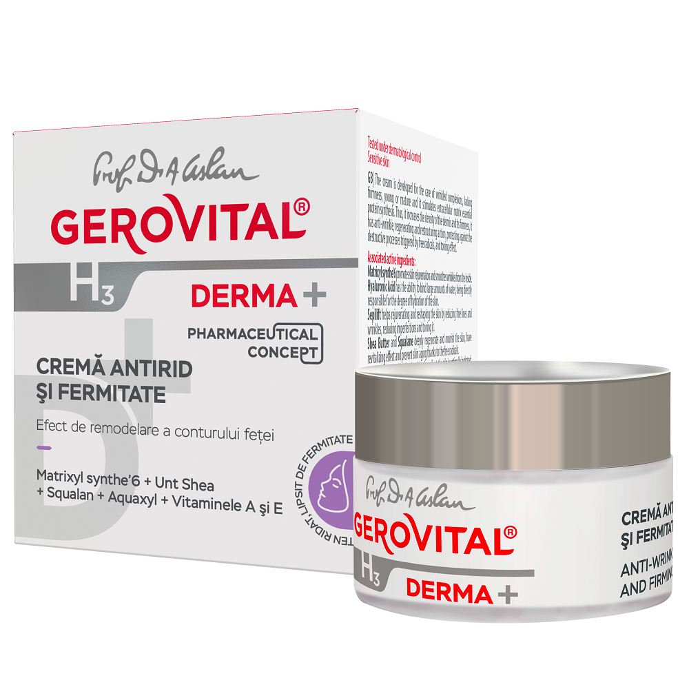 Crema antirid si fermitate H3 Derma+, 50 ml, Gerovital