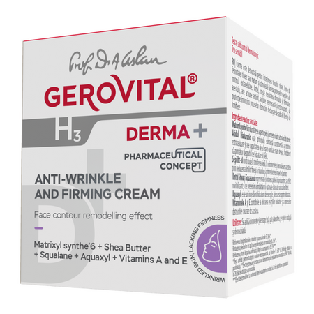 Crema antirid si fermitate H3 Derma+, 50 ml, Gerovital 735218