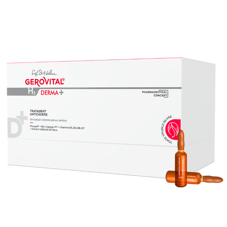 Tratament anticadere H3 Derma+, 12 fiole, Gerovital 735070