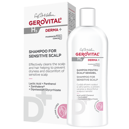 Sampon pentru scalp sensibil H3 Derma+, 200 ml, Gerovital 735235
