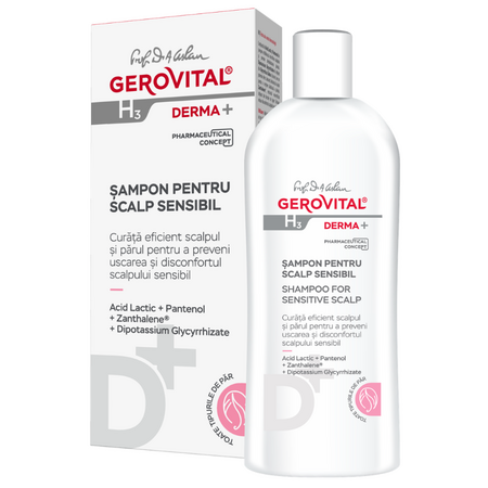 Sampon pentru scalp sensibil H3 Derma+, 200 ml, Gerovital 735083