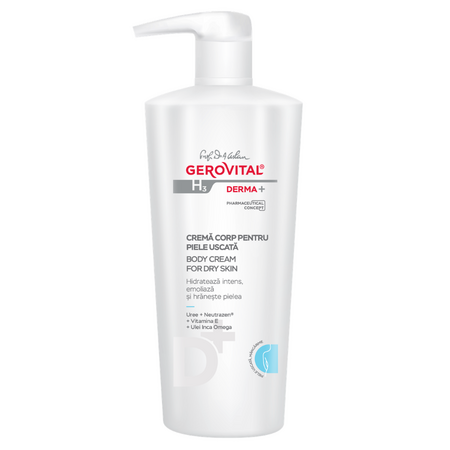 Crema corp pentru piele uscata H3 Derma+, 500 ml, Gerovital