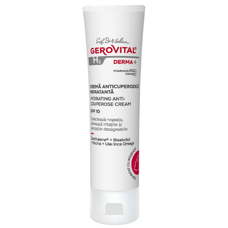 Crema anticuperozica hidratanta cu factor de protectie SPF 10 Derma+, 50 ml, Gerovital