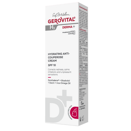 Crema anticuperozica hidratanta cu factor de protectie SPF 10 Derma+, 50 ml, Gerovital 735098