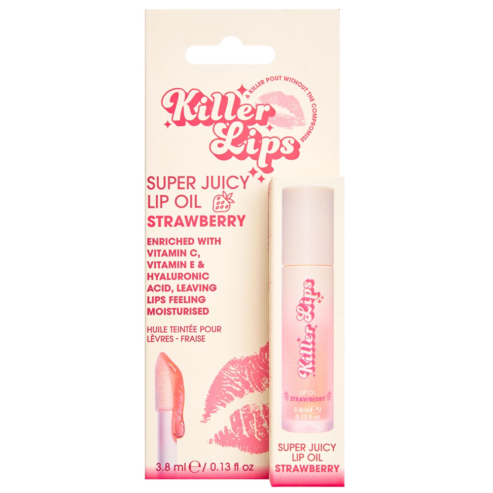 Ulei de buze cu vitamina E, vitamina C si acid hialuronic Strawberry Lip Oil, 3.8 ml, Killer Lips