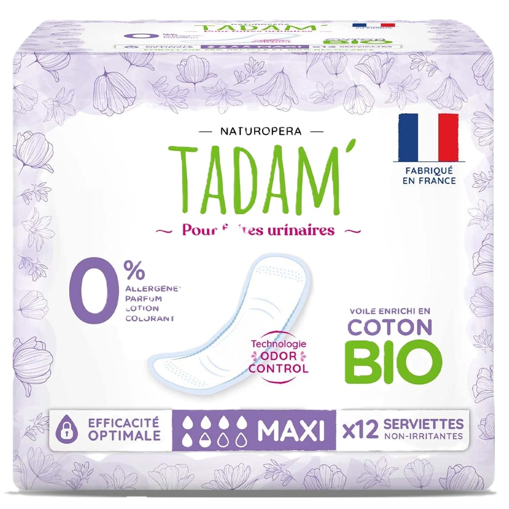 Absorbante Bio pentru incontinenta urinara usoara Maxi, 12 bucati, Tadam