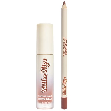 Kit Luciu de buze cu vitamina E si acid hialuronic 3.8 ml + Creion de buze 1 g Brown Sugar, Killer Lips 703479