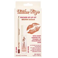 Kit Luciu de buze cu vitamina E si acid hialuronic 3.8 ml + Creion de buze 1 g Brown Sugar, Killer Lips