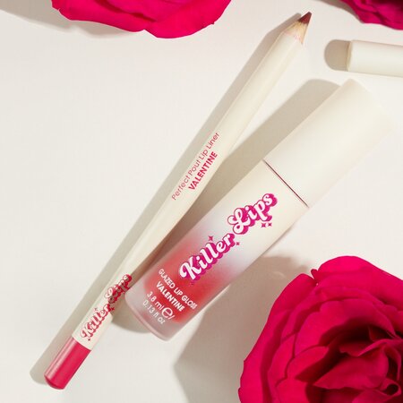 Kit Luciu de buze cu vitamina E si acid hialuronic 3.8 ml + Creion de buze 1 g Valentine, Killer Lips 703498