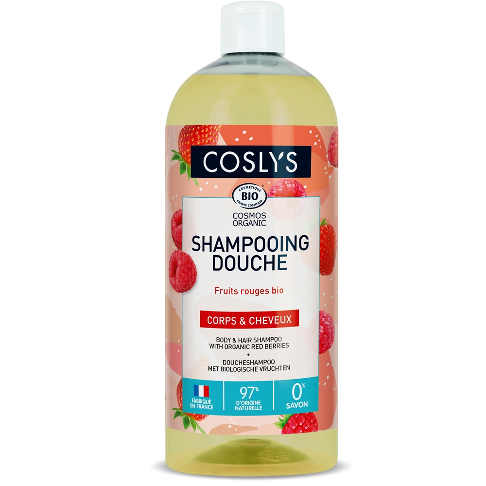 Gel de dus si sampon Bio cu fructe de padure Cosmos Organic, 1000 ml, Coslys