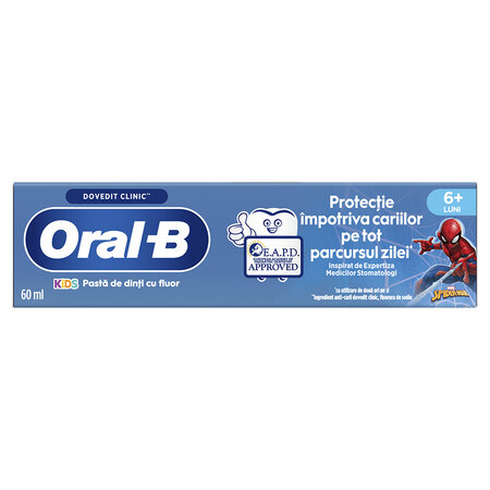 Pasta de dinti pentru copii 6+luni Kids Spiderman, 60 ml, Oral-B 703759