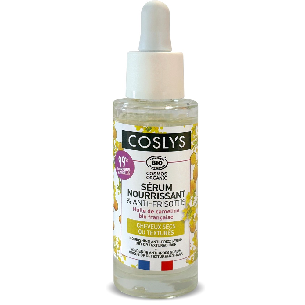 Ser Bio hranitor anti frizz pentru par uscat si deteriorat cu ulei de camelina Cosmos Organic, 30 ml, Coslys