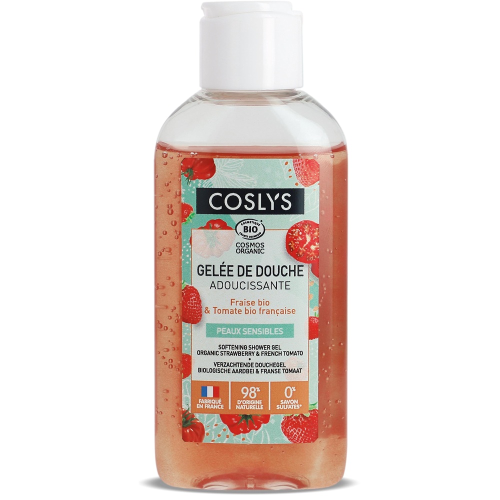 Gel de dus Bio calmant cu capsuni si rosii Cosmos Organic, 75 ml, Coslys