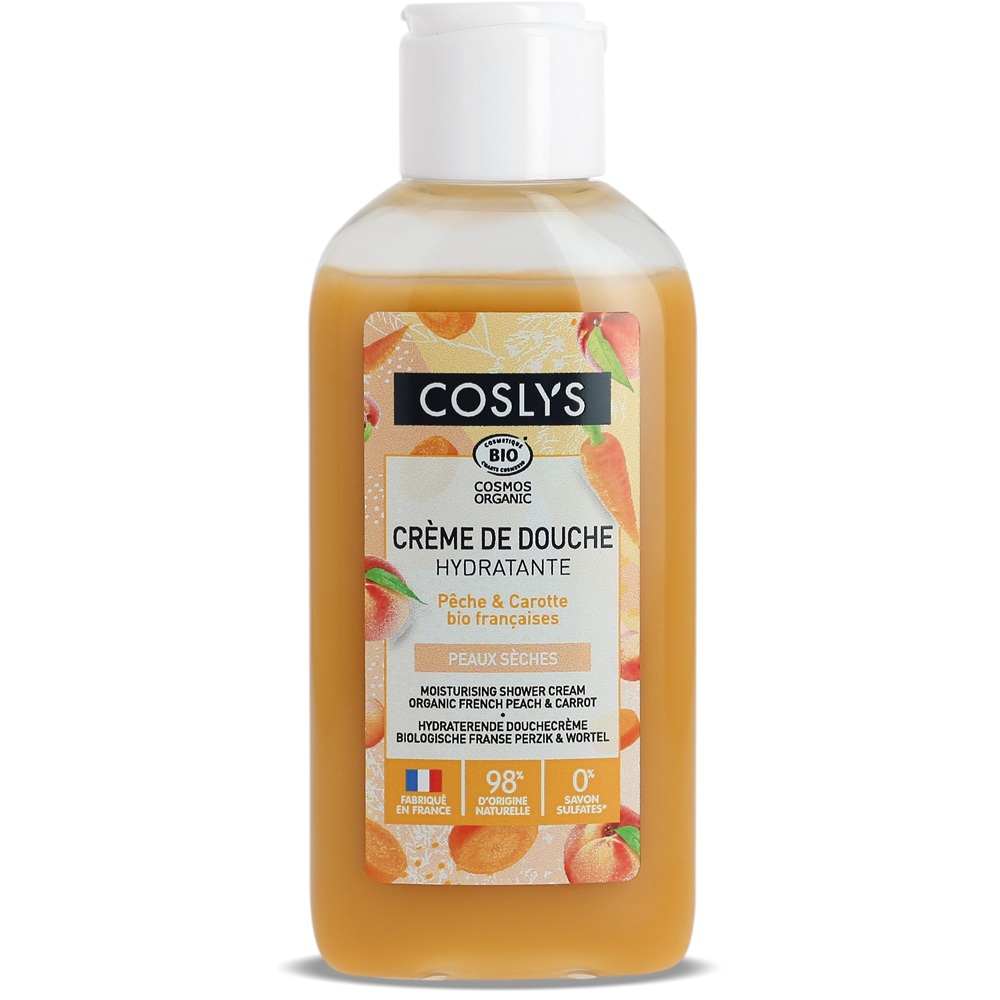 Crema de dus Bio hidratanta cu piersici si morcovi Cosmos Organic, 75 ml, Coslys