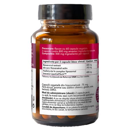 Lipozomal Resveratrol, 60 capsule vegetale, Hypernatura 704044