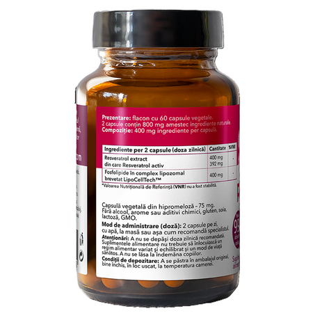 Lipozomal Resveratrol, 60 capsule vegetale, Hypernatura 704044