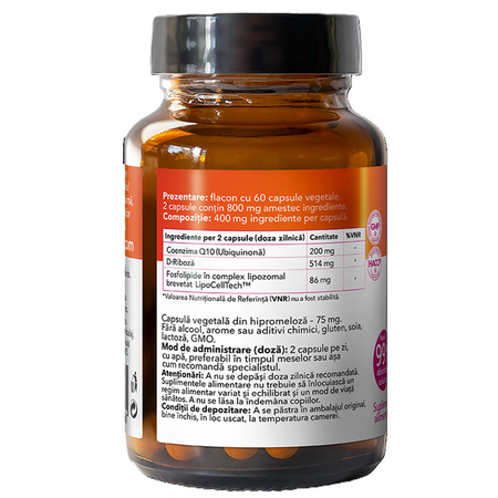 Lipozomal Coenzima Q10, 60 capsule vegetale, Hypernatura 704056
