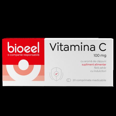 Vitamina C cu Capsuni, 100 mg, 20 comprimate, Bioeel