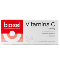 Vitamina C cu capsuni, 100 mg, 20 comprimate masticabile, Bioeel