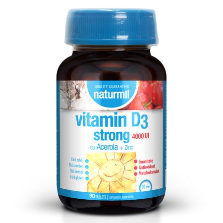 Vitamina D3 Strong, 4000 UI, 90 tablete, Naturmil