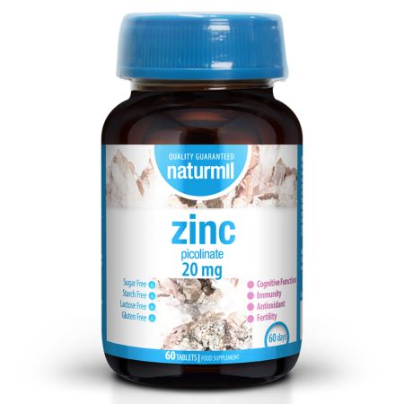 Zinc, 20 mg, 60 tablete, Naturmil