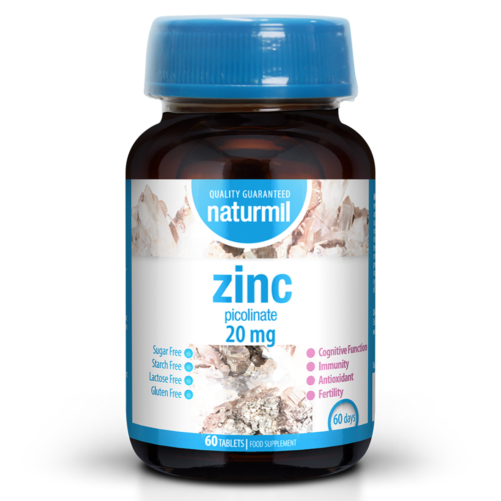 Zinc picolinat, 20 mg, 60 tablete, Naturmil