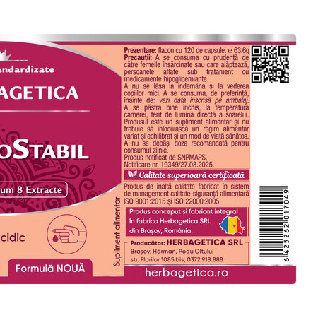 Glicemostabil, 120 capsule, Herbagetica 704705