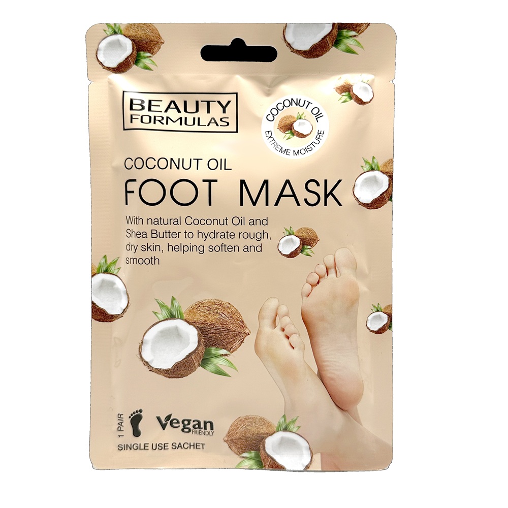 Masca cu ulei de cocos pentru picioare, 1 pereche, Beauty Formulas