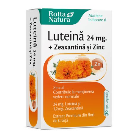 Luteina 24 mg + Zeaxantina si Zinc, 30 capsule vegetale, Rotta Natura