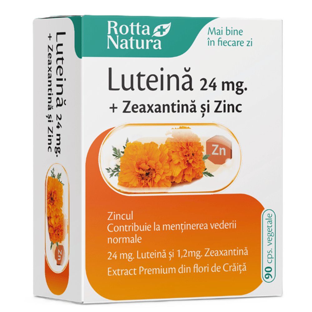 Luteina 24 mg + Zeaxantina si Zinc, 90 capsule vegetale, Rotta Natura