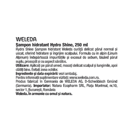 Sampon hidratant Hydro Shine, 250 ml, Weleda 707382