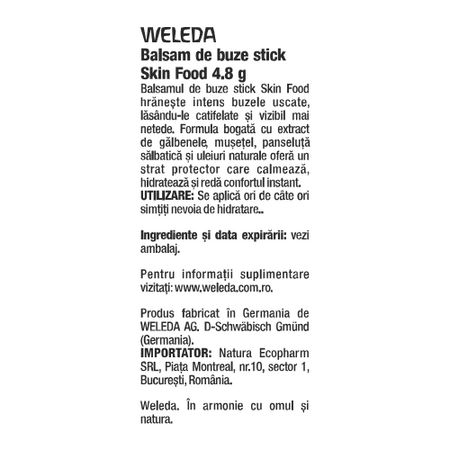 Balsam de buze Skin Food, 4,8 g, Weleda 707377