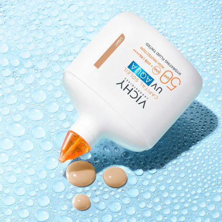Fluid hidratant colorat cu protectie solara SPF 50 Nuanta Light Capital Soleil UV Aqua, 50 ml, Vichy 705561