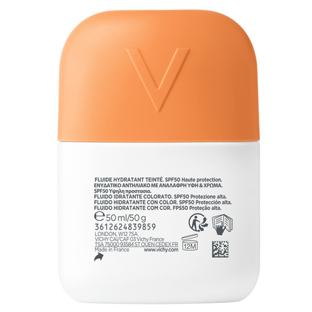 Fluid hidratant colorat cu protectie solara SPF 50 Nuanta Light Capital Soleil UV Aqua, 50 ml, Vichy 705550