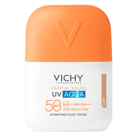 Fluid hidratant colorat cu protectie solara SPF 50 Nuanta Light Capital Soleil UV Aqua, 50 ml, Vichy
