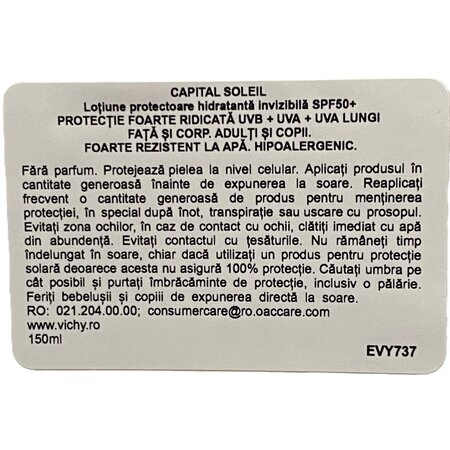 Lotiune hidratanta cu protectie solara SPF 50+ Capital Soleil, 150 ml, Vichy 705586
