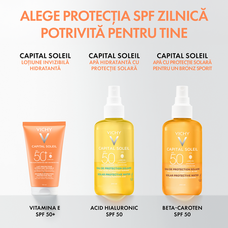 Lotiune hidratanta cu protectie solara SPF 50+ Capital Soleil, 150 ml, Vichy 705583