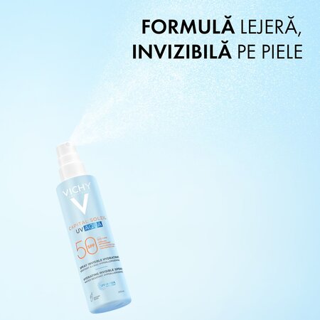 Spray hidratant pentru fata si corp cu protectie solara SPF 50 Capital Soleil UV Aqua, 200 ml, Vichy 705613