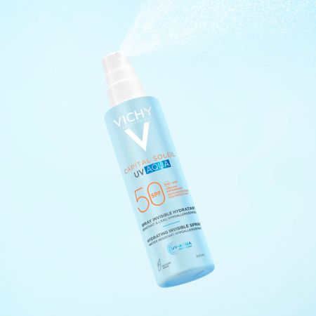 Spray hidratant pentru fata si corp cu protectie solara SPF 50 Capital Soleil UV Aqua, 200 ml, Vichy 705611